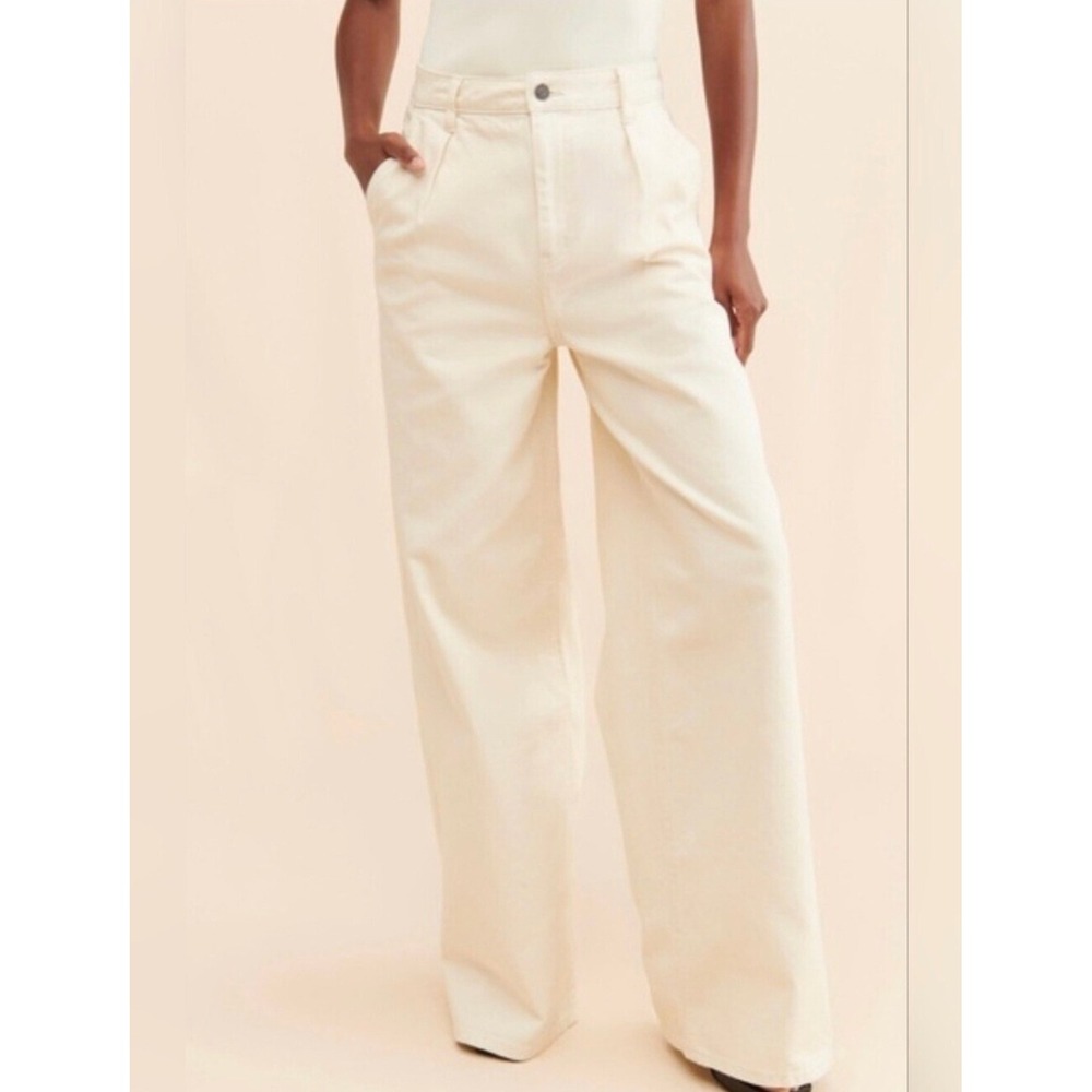 AFRM Turner Wide Leg Pants Women 29 Cream